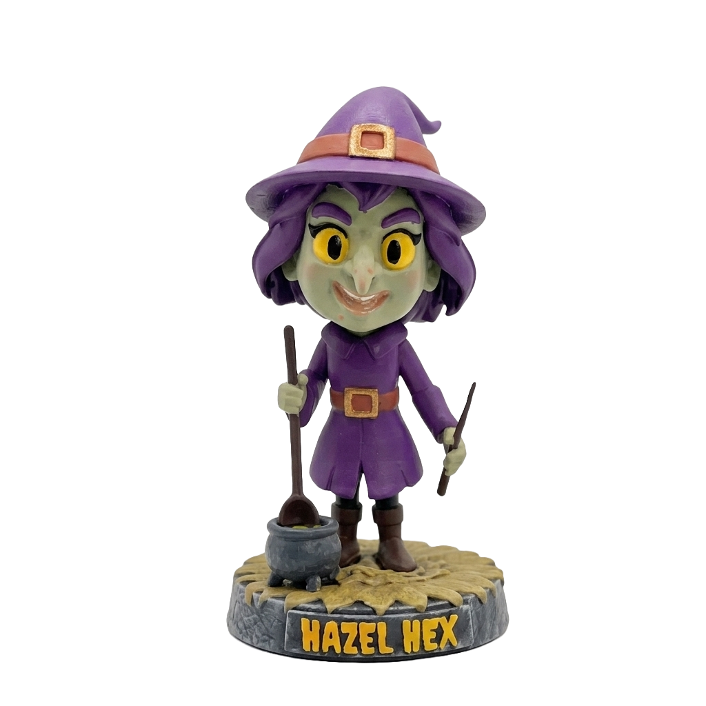 🧹 Hazel Hex – Halloween Witch Bobblehead | Frozen Nebula 3D Collectible